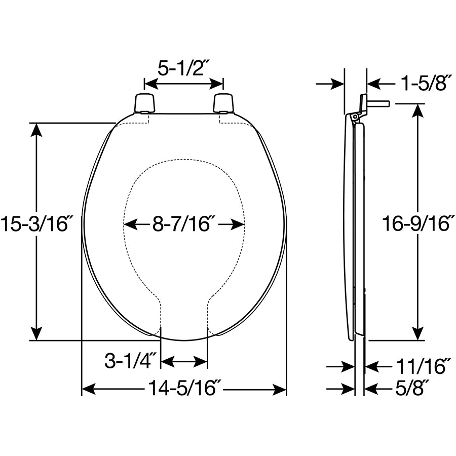 Elongated Open Front Plastic Toilet Seat in White – Bemis Seats