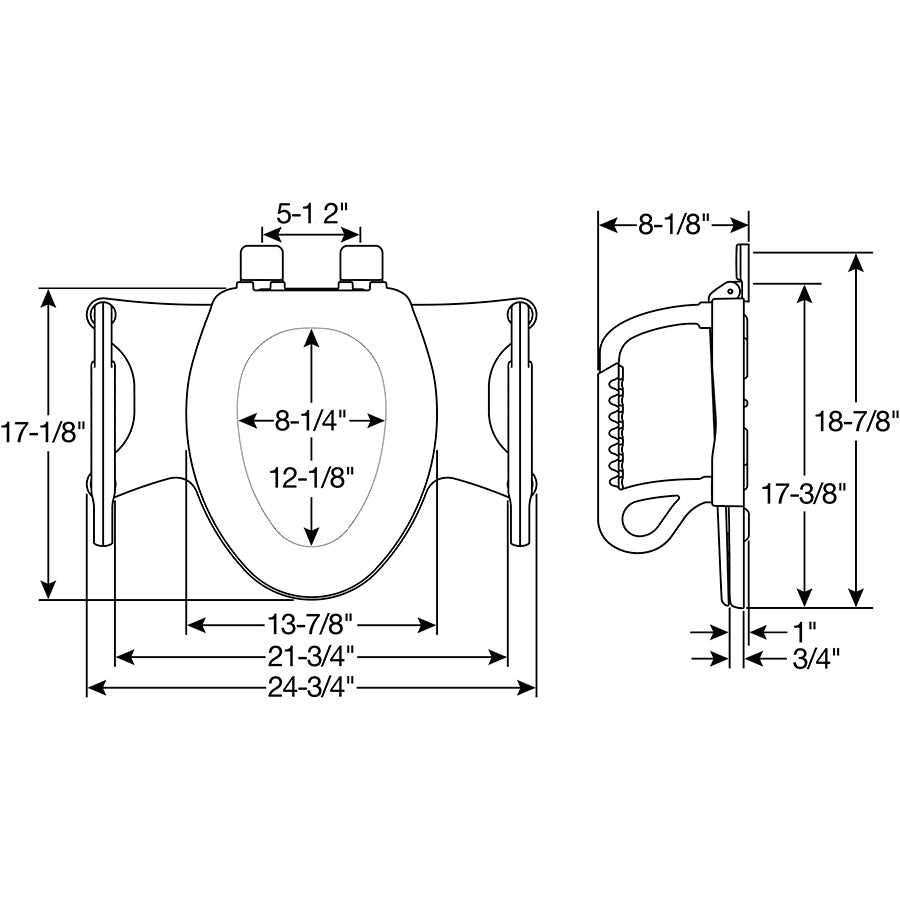 A8AS100 Bemis Independence Assist™ Standard Height Premium Toilet Seat with Support Arms Elongated/Round Plastic White Featuring Stay·Tite® Seat Fastening System™