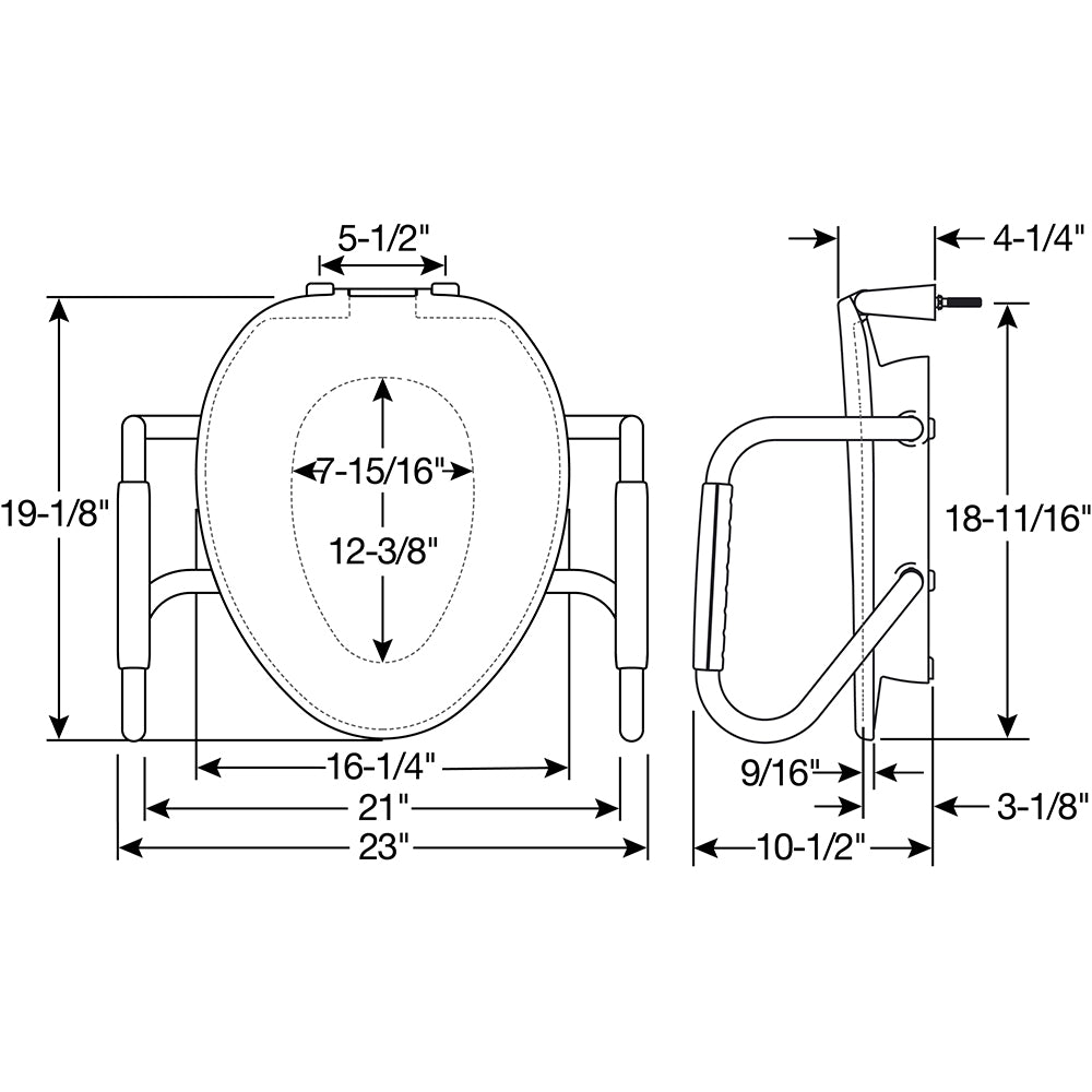 E/R85320H20 ARM Bemis Independence Assurance® with Clean·Shield™, Support Arms, and Personal Wash Bidet is a Plastic 3" Raised Toilet Seat Featuring Stay·Tite® Commercial Fastening System™ and Super·Grip® Bumpers
