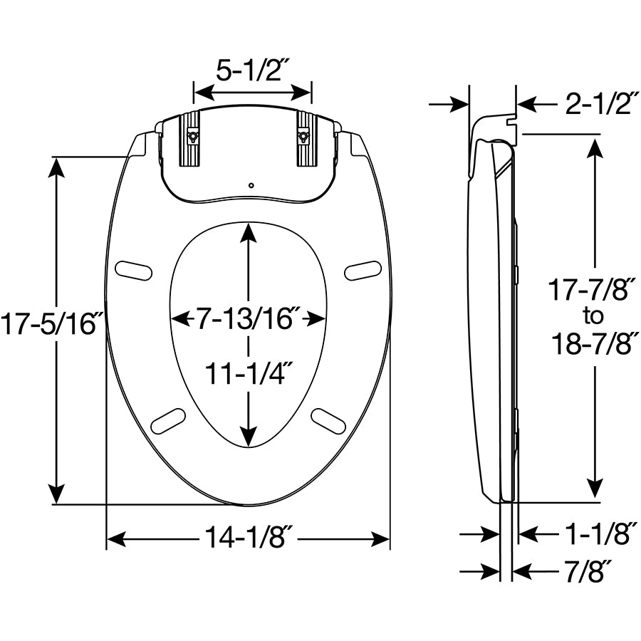 H1900/900NL Bemis Radiance™ Plastic Heated Toilet Seat Featuring Stay·Tite® Seat Fastening System™, Whisper·Close®, Precision·Fit® and Super·Grip® Bumpers