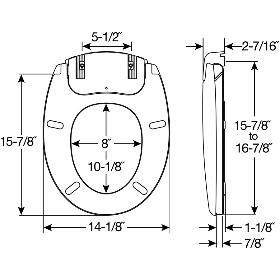 H1900/900NL Bemis Radiance™ Plastic Heated Toilet Seat Featuring Stay·Tite® Seat Fastening System™, Whisper·Close®, Precision·Fit® and Super·Grip® Bumpers