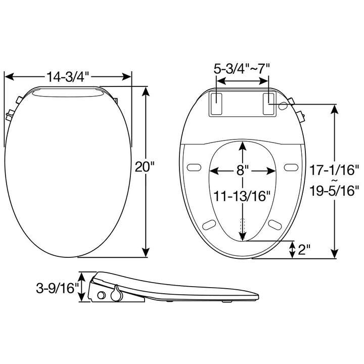 HV2000E Haven Bidet Bemis Elongated Plastic Bidet Toilet Seat White Featuring Stay·Tite® Seat Fastening System™