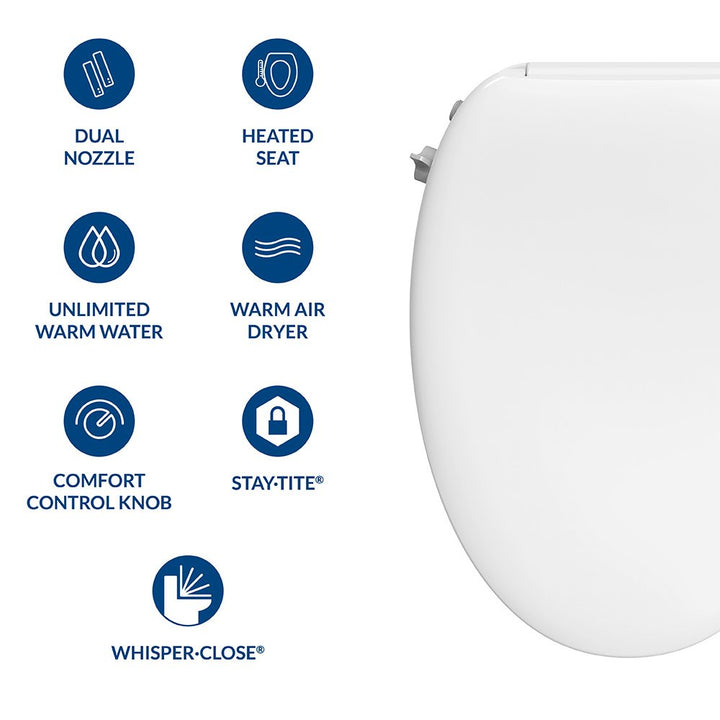 HV2000E Haven Bidet Bemis Elongated Plastic Bidet Toilet Seat White Featuring Stay·Tite® Seat Fastening System™